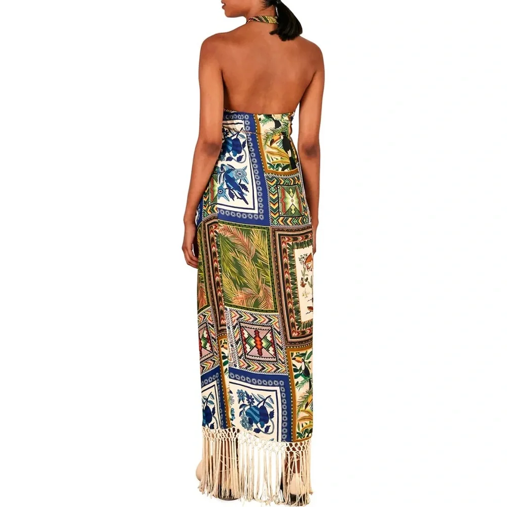 Farm Rio Mixed scarves  halter dress NWT - Picture 2 of 4